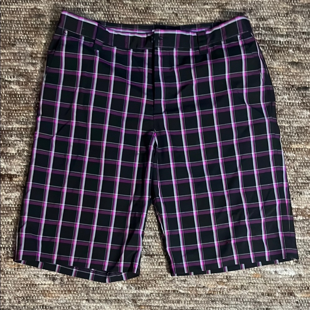 Plaid Black and Purple Shorts